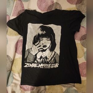 Black Graphic Kids Tee with Monochrome Illustration